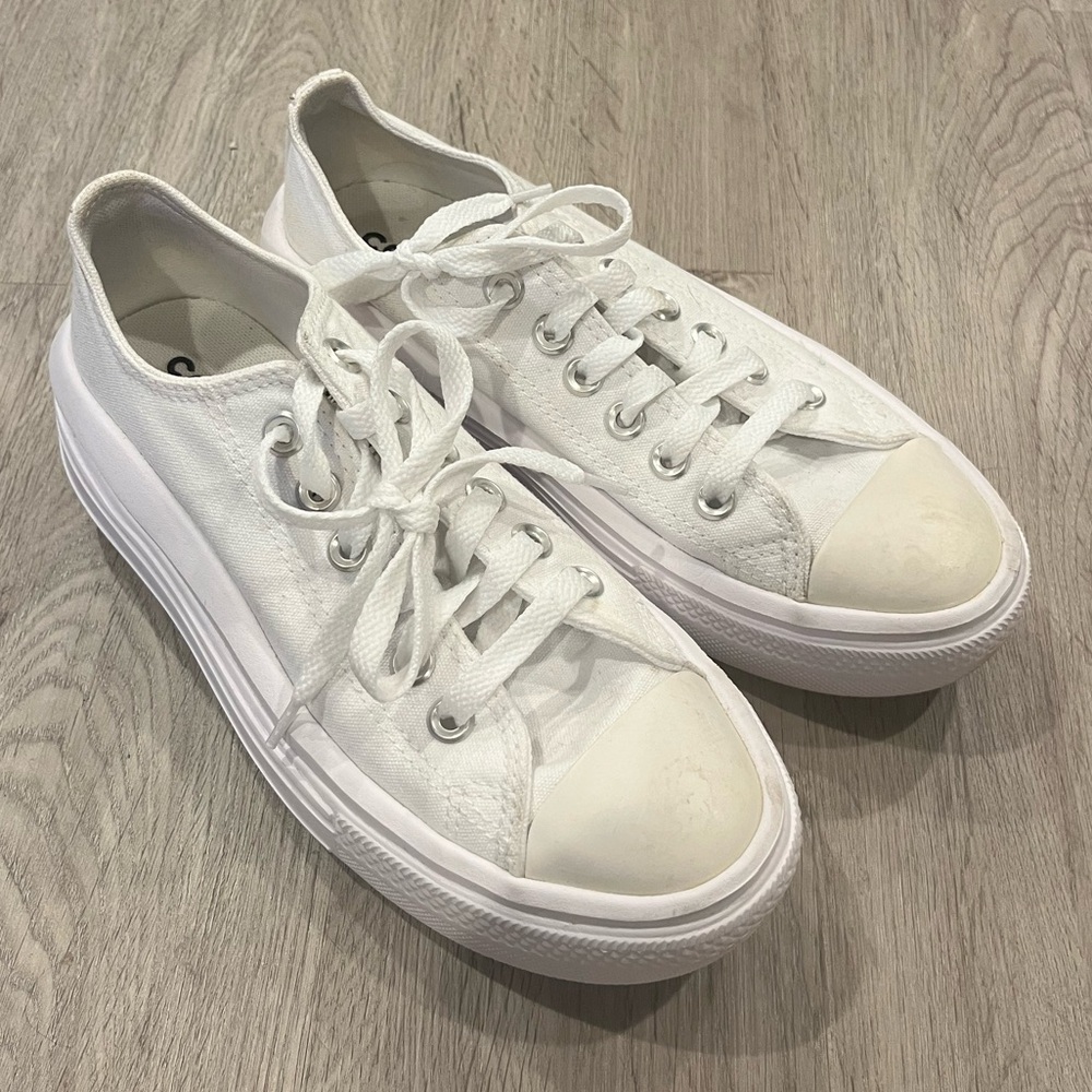 Converse White Low-Top Platform Sneakers